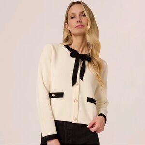 Adrianna Papell Cream and Black Cardigan